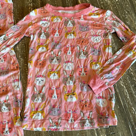 Girl’s Little Sleepies Long Sleeve 2-Piece Pajama Set Easter Bunnies Pink, 5/6 - Picture 2 of 5